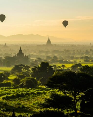 a group of hot air balloons in the sky