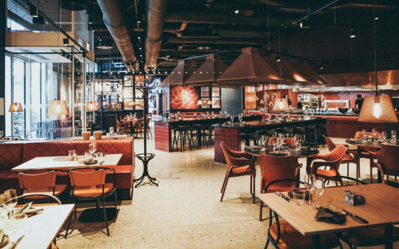 rectangular beige wooden tables and chair
