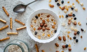 nuts and bowl of cereals
