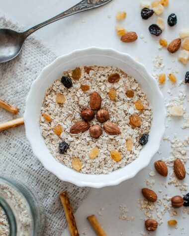 nuts and bowl of cereals