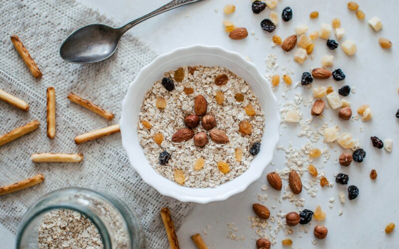 nuts and bowl of cereals